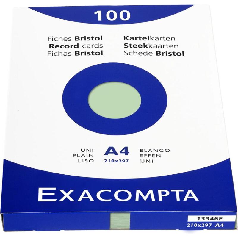 Étui de 100 fiches - bristol uni non perforé 210x297mm - Vert