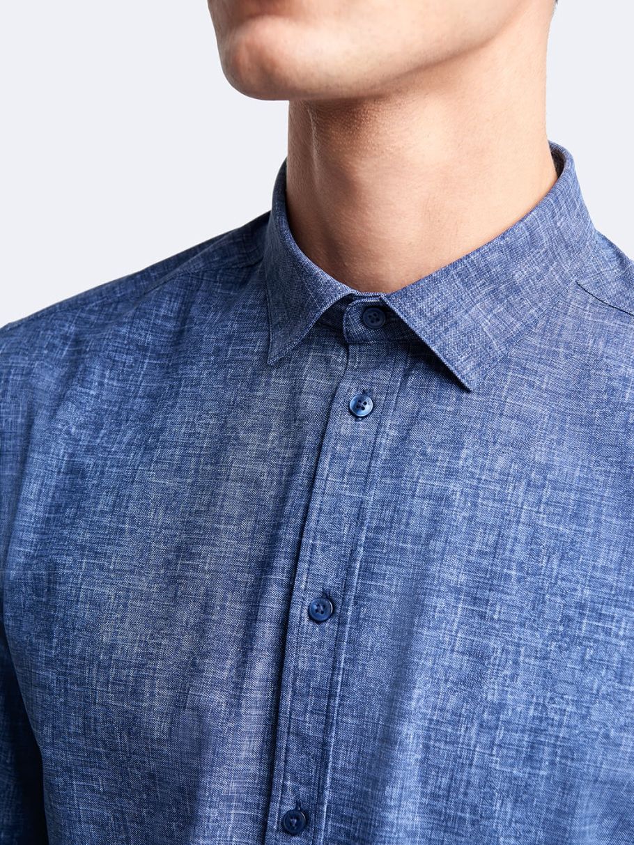 Chemise extra-slim stretch faux uni