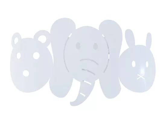 Applique enfant métal elephant blanc 12 cm.