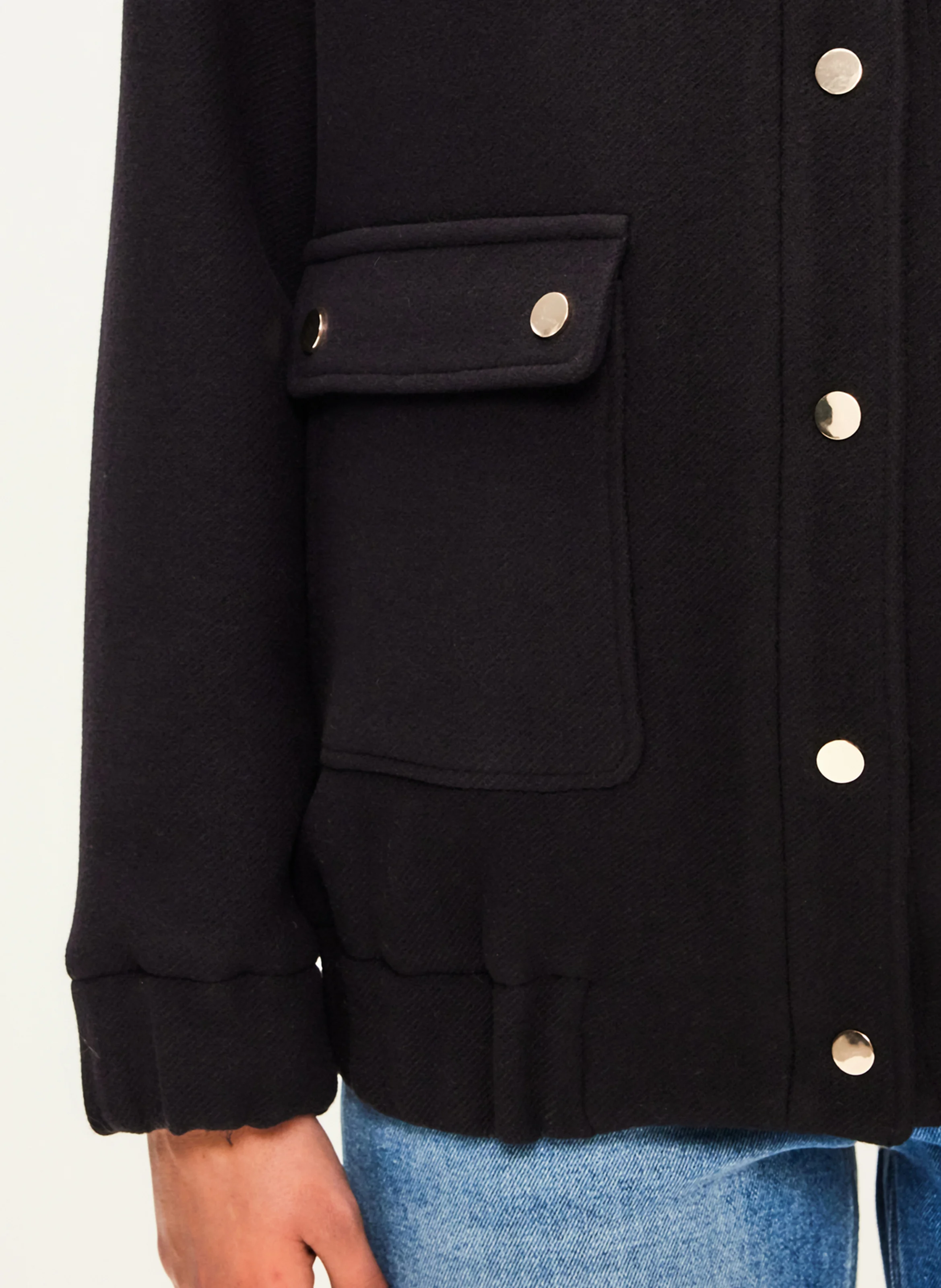 MATTEA - Blouson col montant en laine mélangée | Bleu