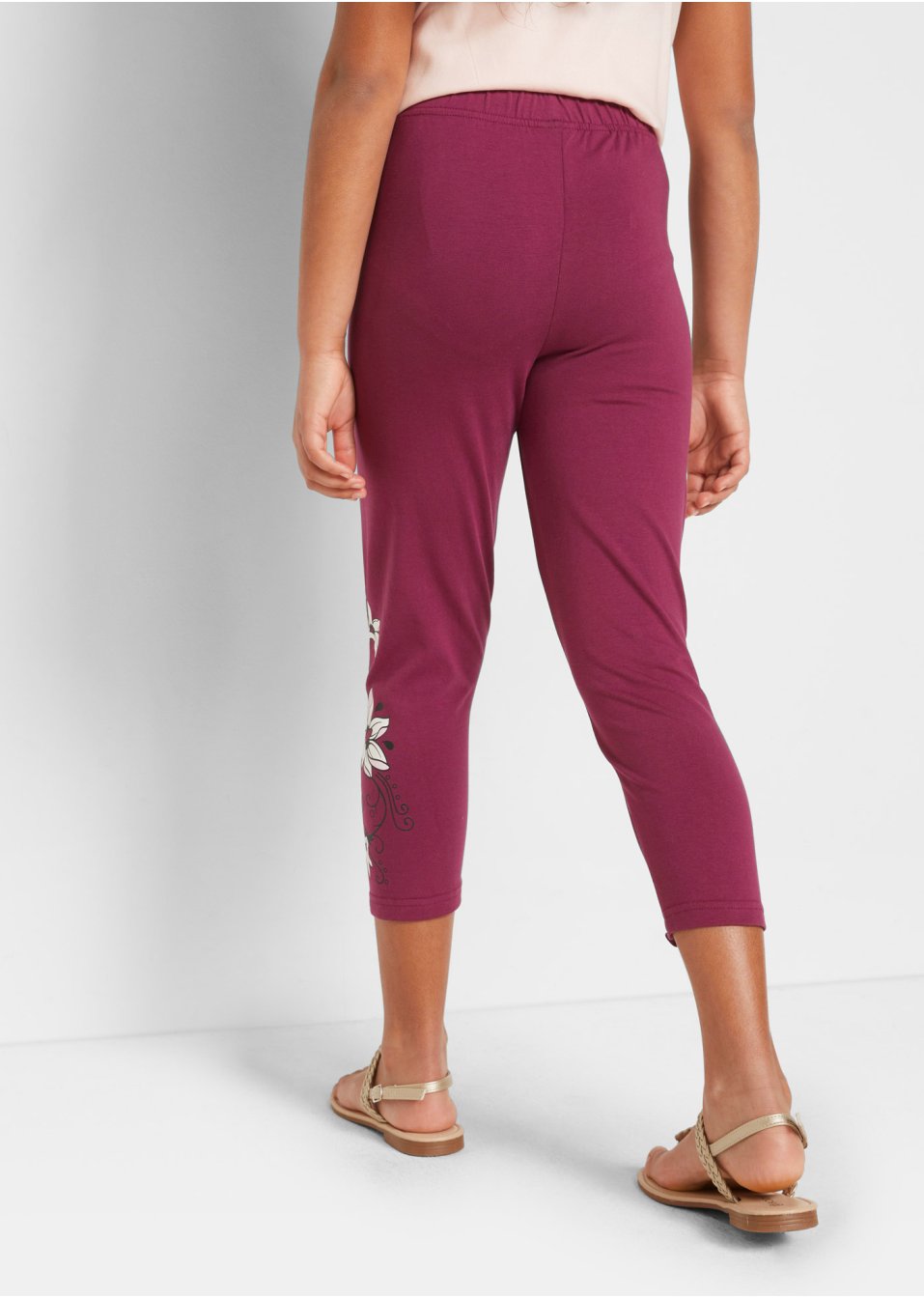 Lot de 2 leggings 3/4 fille avec coton
