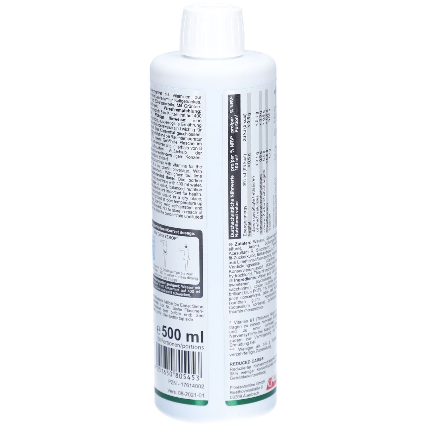 BEST BODY NUTRITION VITAL DRINK ZEROP® GRÜNTEE LIMETTE 500 ml