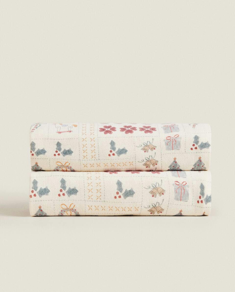 Manta infantil de Natal em patchwork de algodão