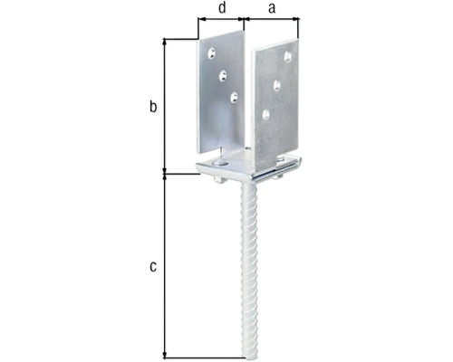 Verstelbare U-vormige paalanker voor inbetonnering, 71-131 x 110 x 200 mm, geel verzinkt, 1 stuk