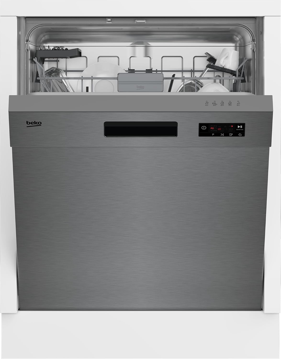 Beko BDUN15430X b300 Unterbau-Geschirrspüler 60 cm, für 14 Maßgedecke, 3 Spülebenen, 4 Temperaturen, 5 Programme, halbe Beladung, automatische Türöffnung, Quick&Clean