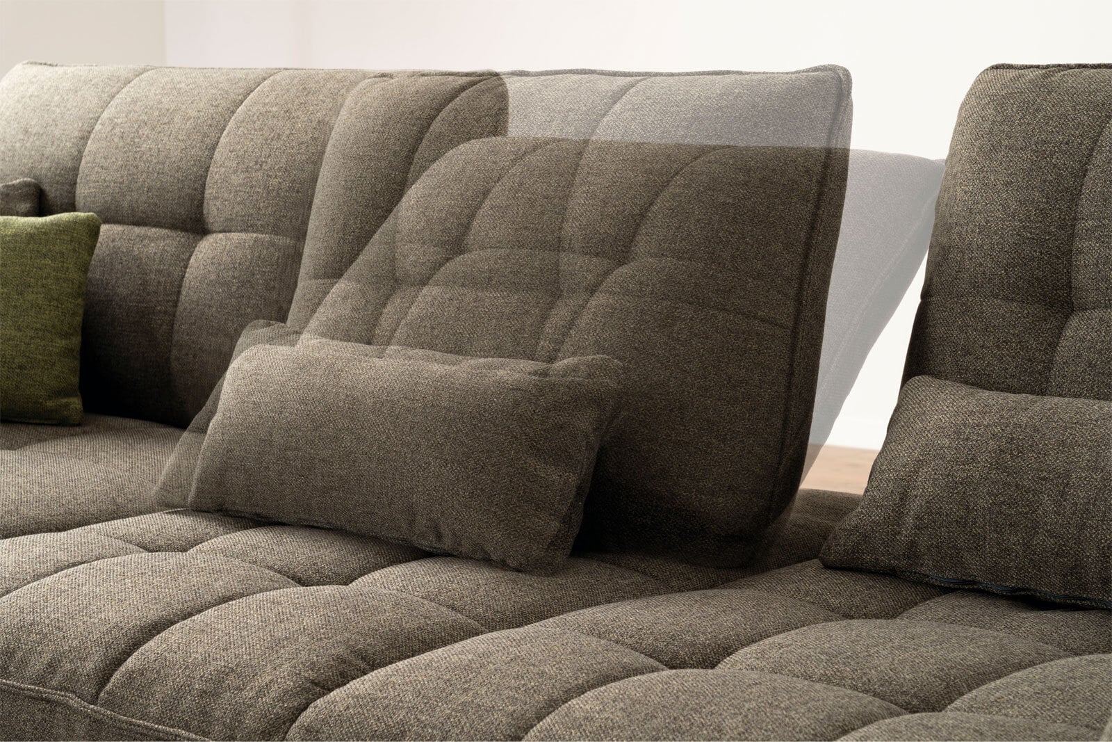 vito Ecksofa mit Hocker TICONA L Amsterdam khakigrün