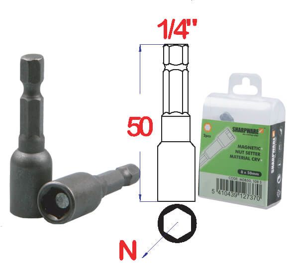Magnetische dopsleutel CRV 50mm * 12.00 (2 stuks) - MDB50,112 S