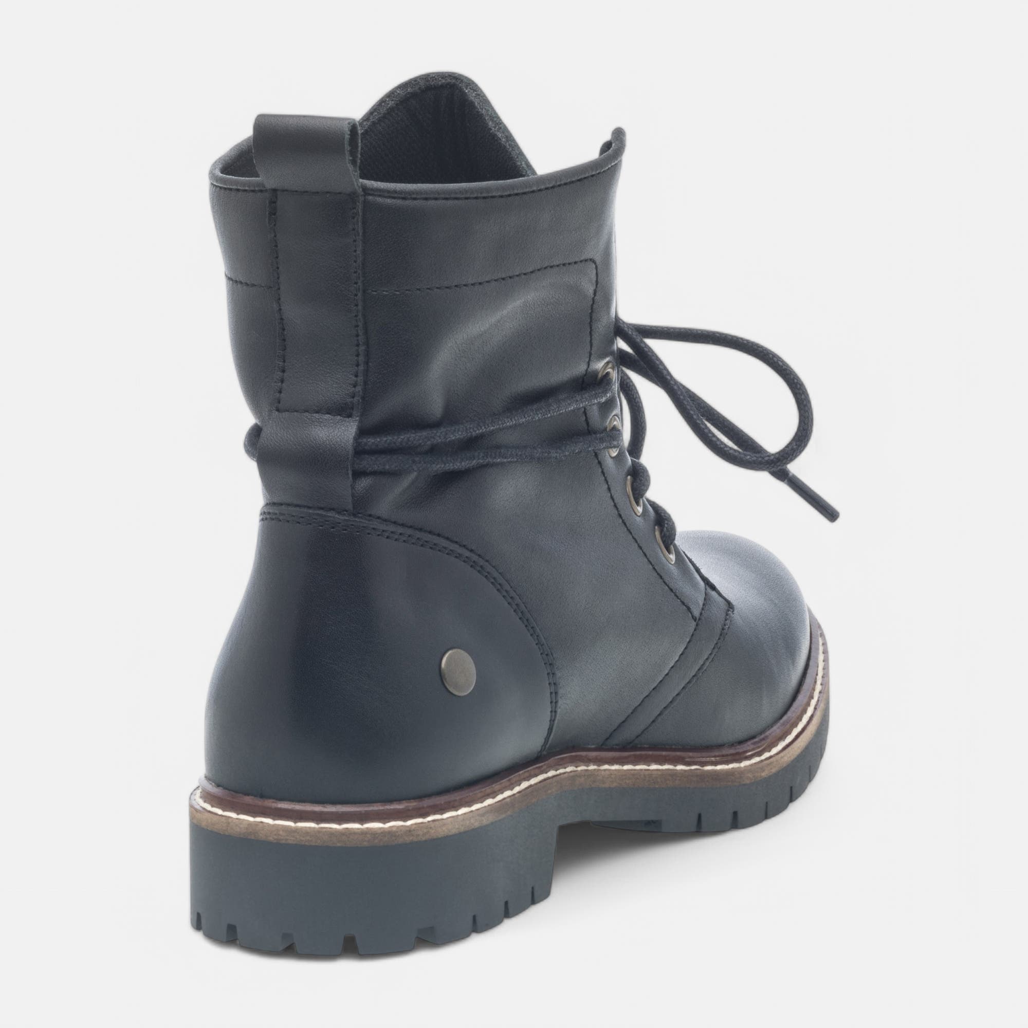 Bottines à lacets Femme en cuir noir
