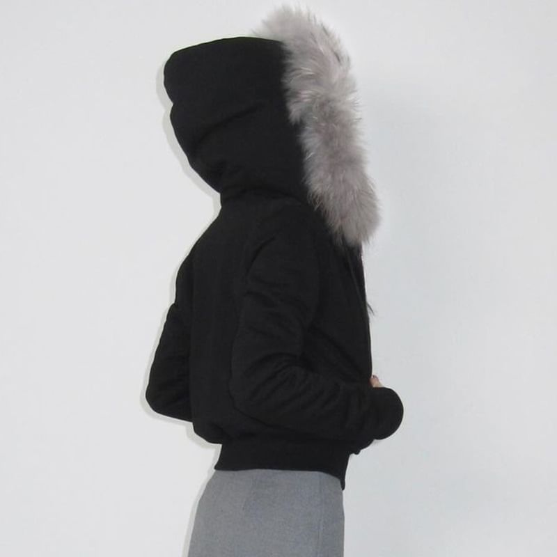 BrickBlack - Jas met capuchon en rits van imitatiebont