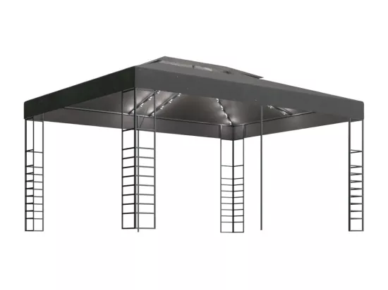 Tonnelle avec guirlande lumineuse à LED 3x4 m Anthracite