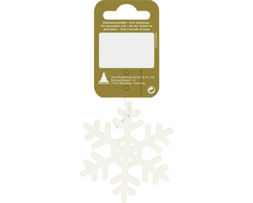 Kerstdecoratie hangend sneeuwvlok hout wit