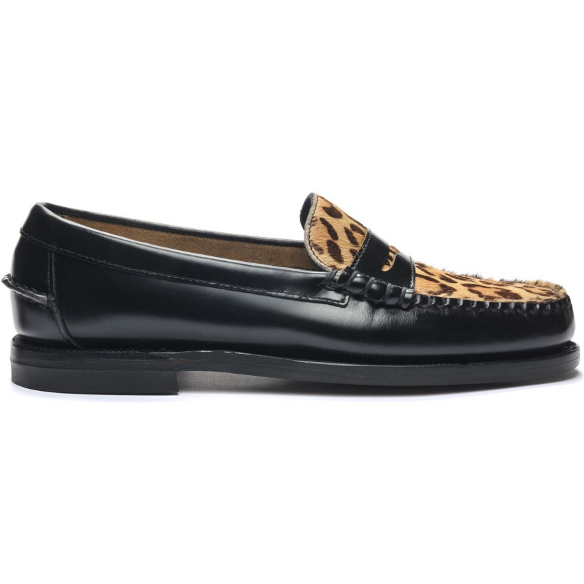 DAN VAMP WILD Leopard-Mocassin femme en cuir brossé