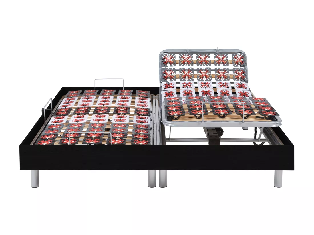 Sommier électrique de relaxation déco 2x48 plots - 2 x 70 x 190 cm - Noir - NAFURI de YSMÉE