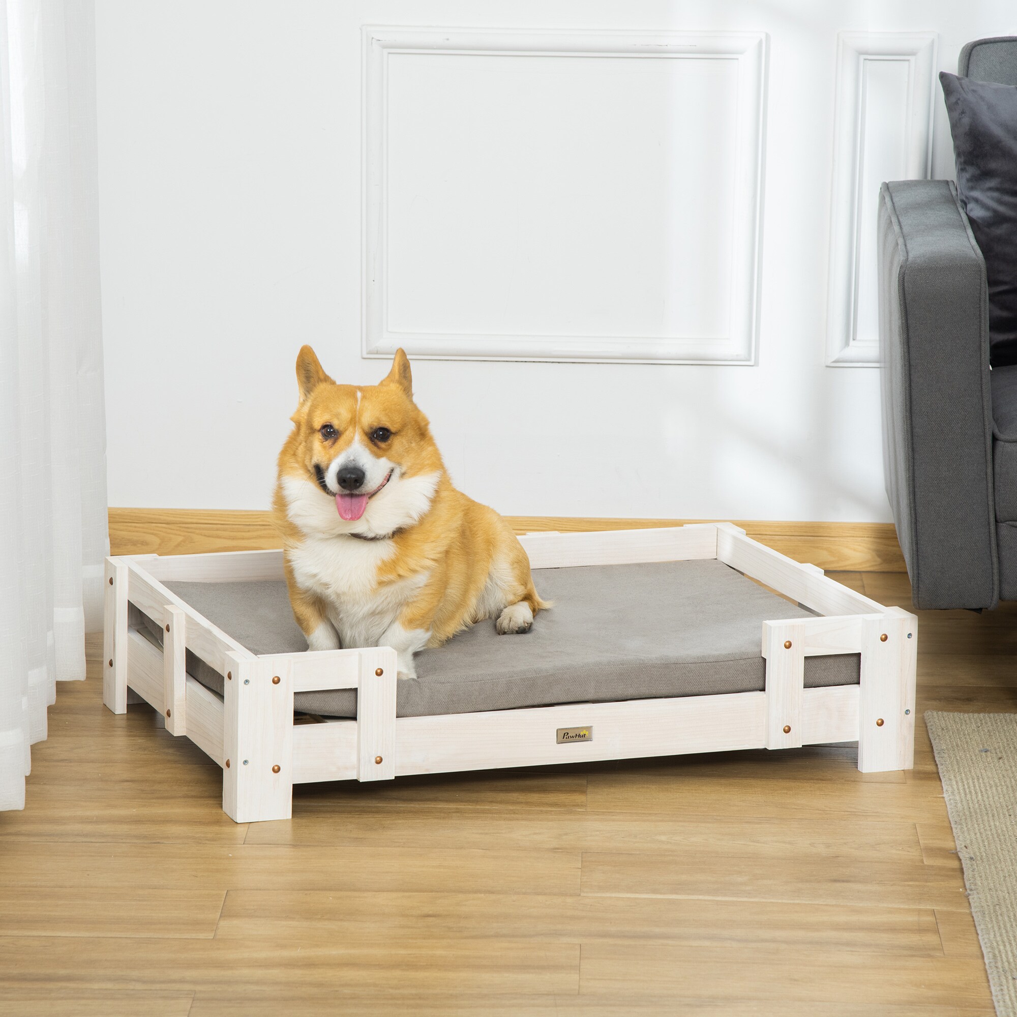 PawHut Hundebett mit Kissen bunt 90L x 60B x 20H cm
