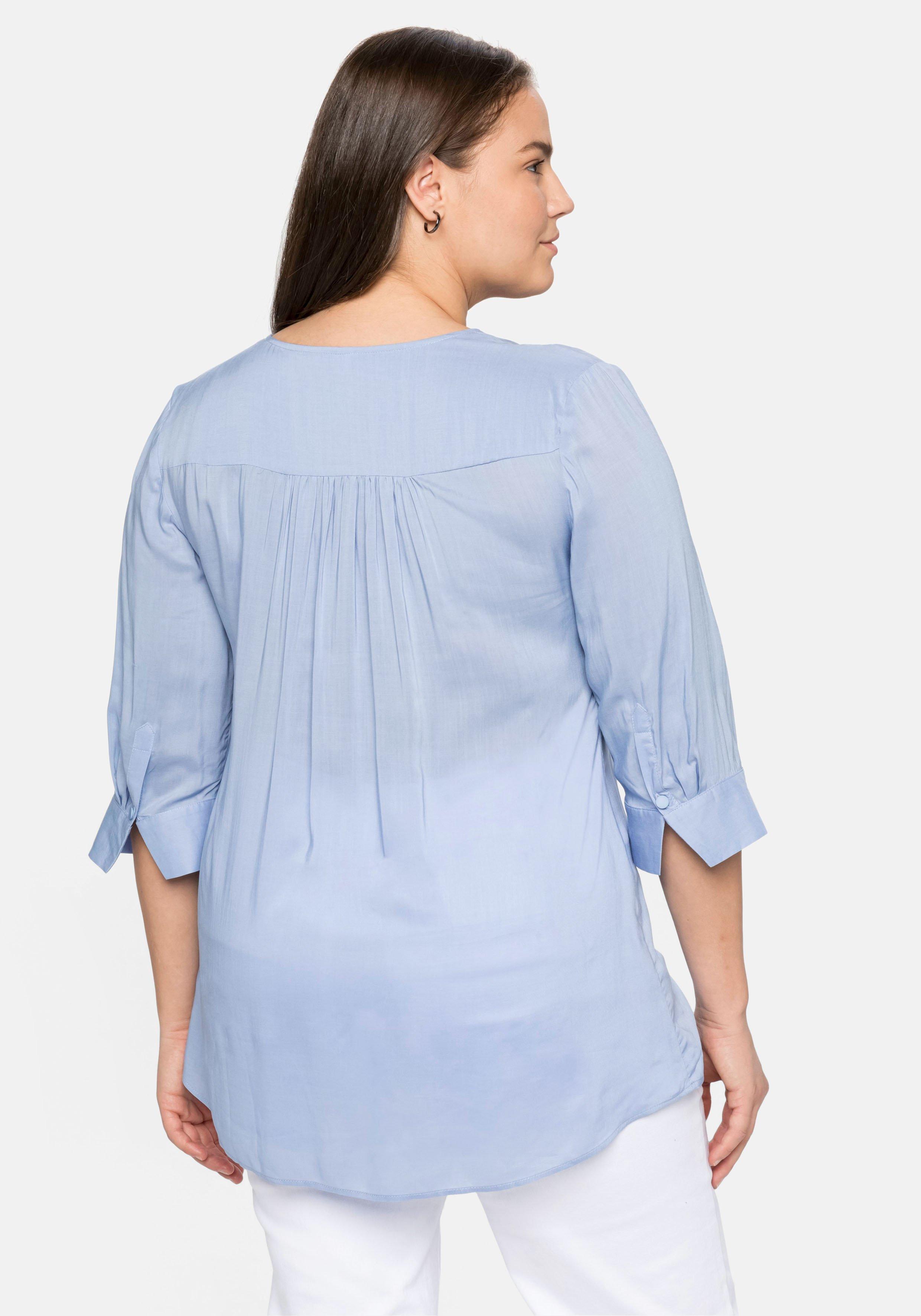 Bluse mit 3/4-Ärmeln, leicht transparent