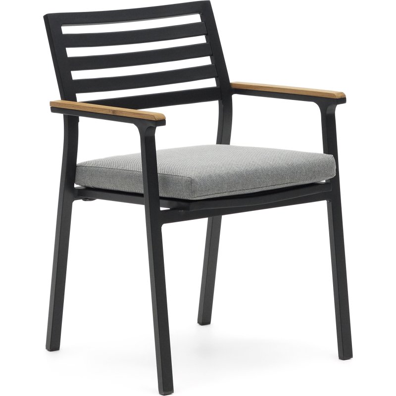 Chaise d'extérieur Bona - aluminium - accoudoirs en bois de teck massif