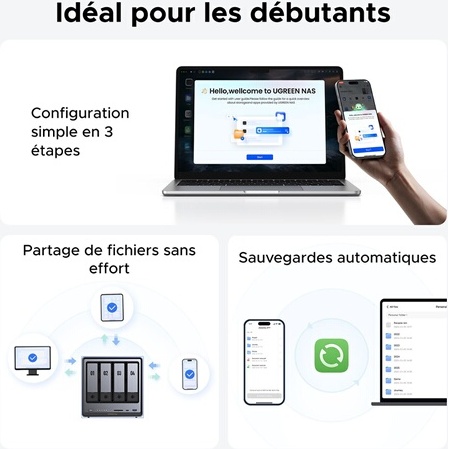 Serveur NAS Ugreen 4 baies DX4800 Plus Gris anodisé