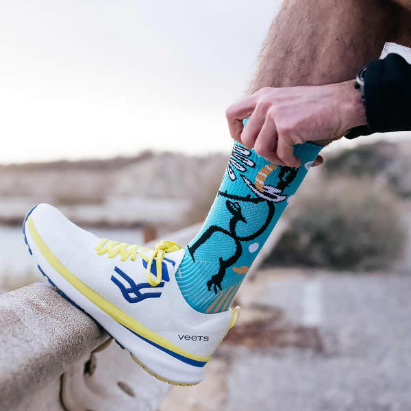 Chaussure running VEETS TRANSITION KNIT MIF1 BLANC/BLEU/JAUNE