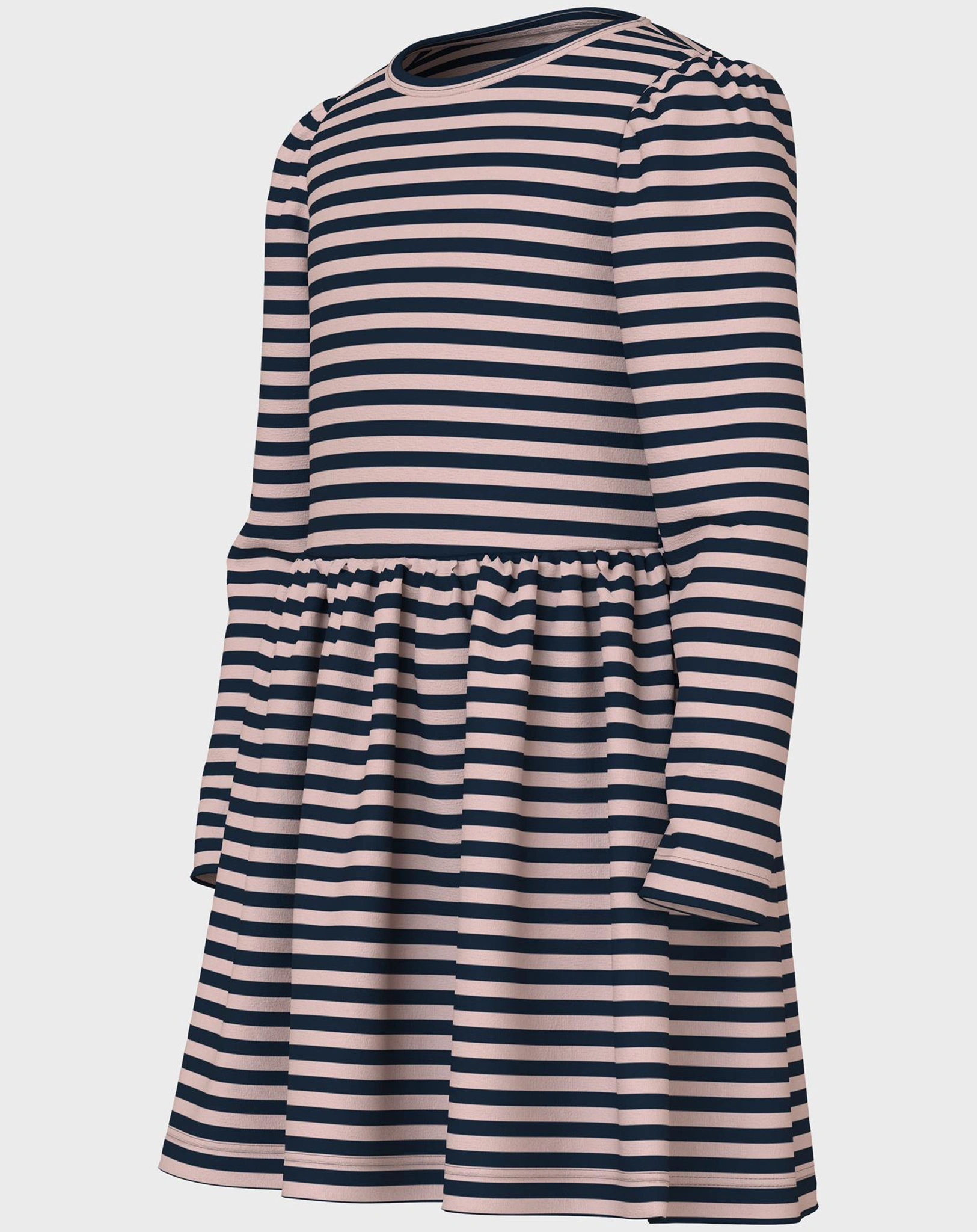 Langarm-Kleid NMFVALENTINA STRIPES in rosa/schwarz