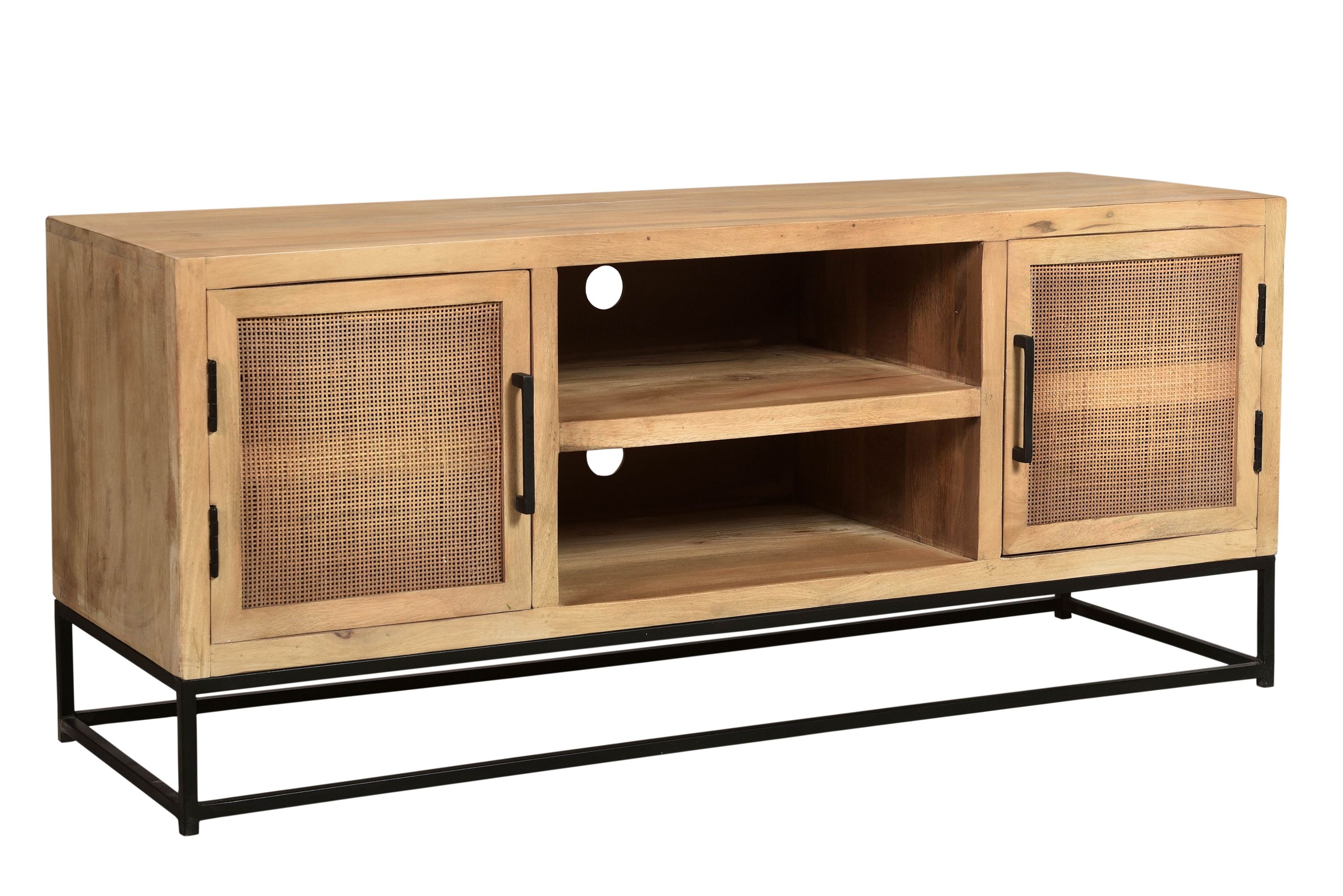 Lowboard Cane Mangoholz Kommode Sideboard TV Fernseher Hifi Wohnzimmer Schrank