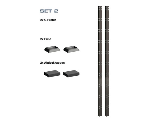 Vario C-profiel Schulte zwart structuur 105x4,2x2,8 cm insteeksysteem 2 stuks