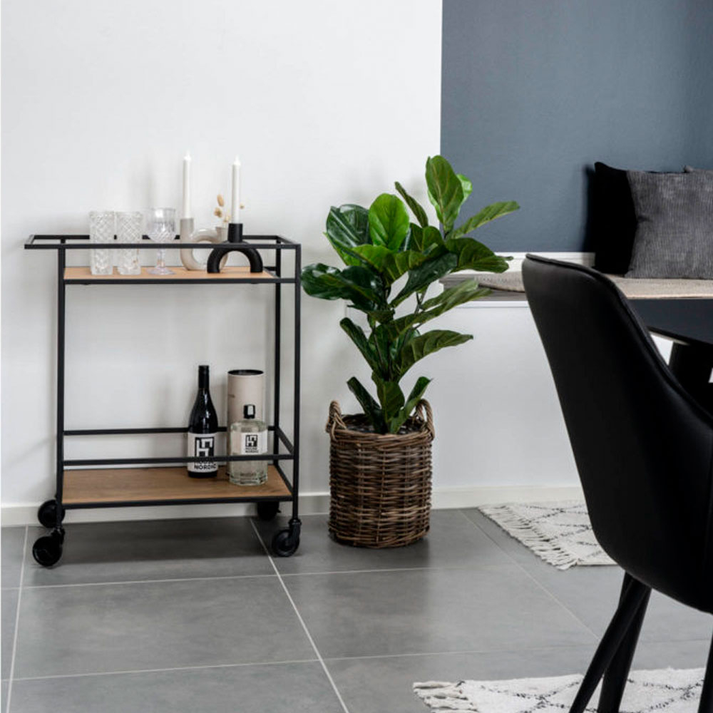 Keukentrolley Flore hout Zwart