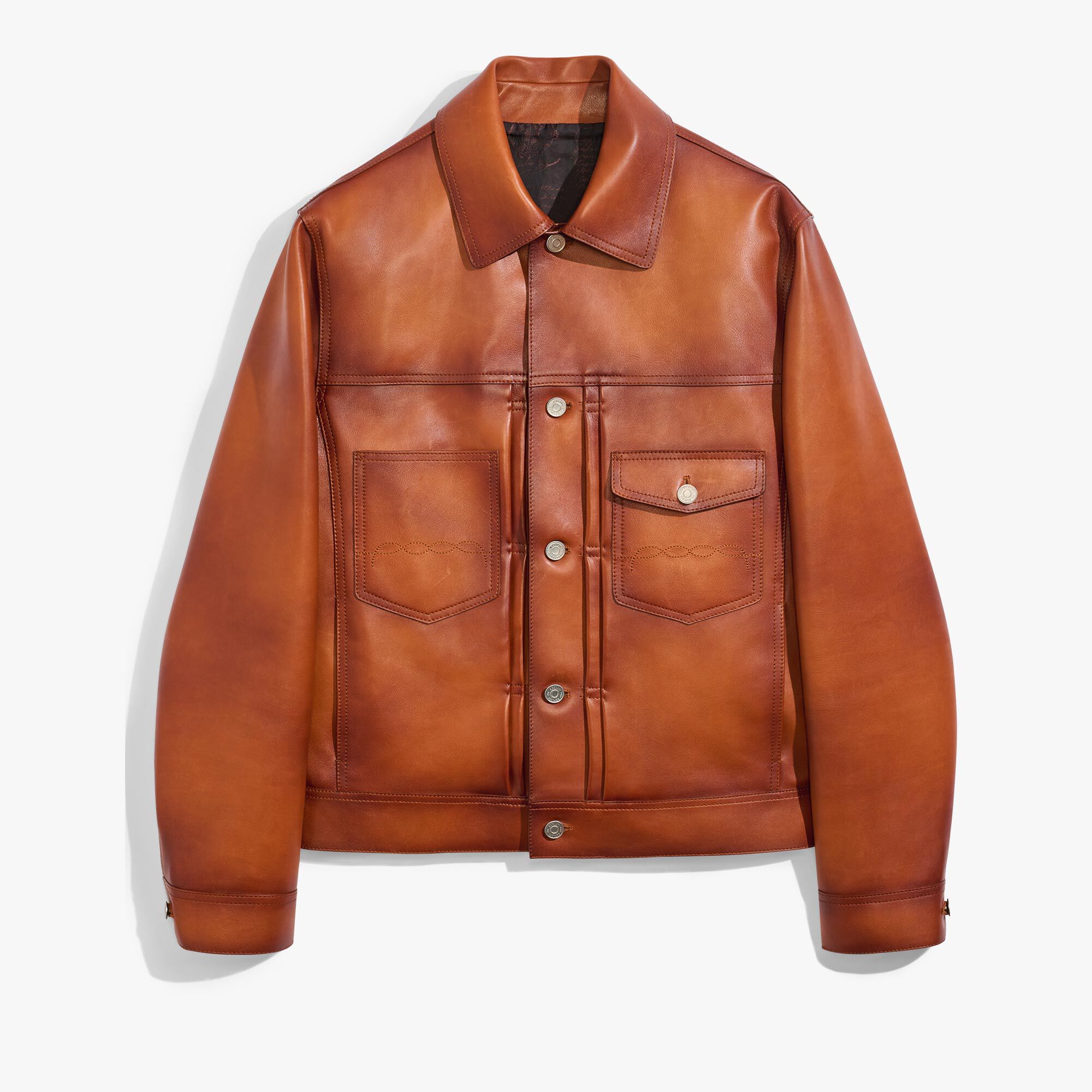 Veste Denim En Cuir Patine