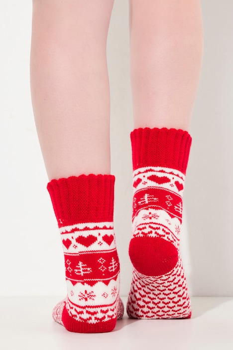 Kuschelsocken, Weihnachtsmuster, Rippbündchen