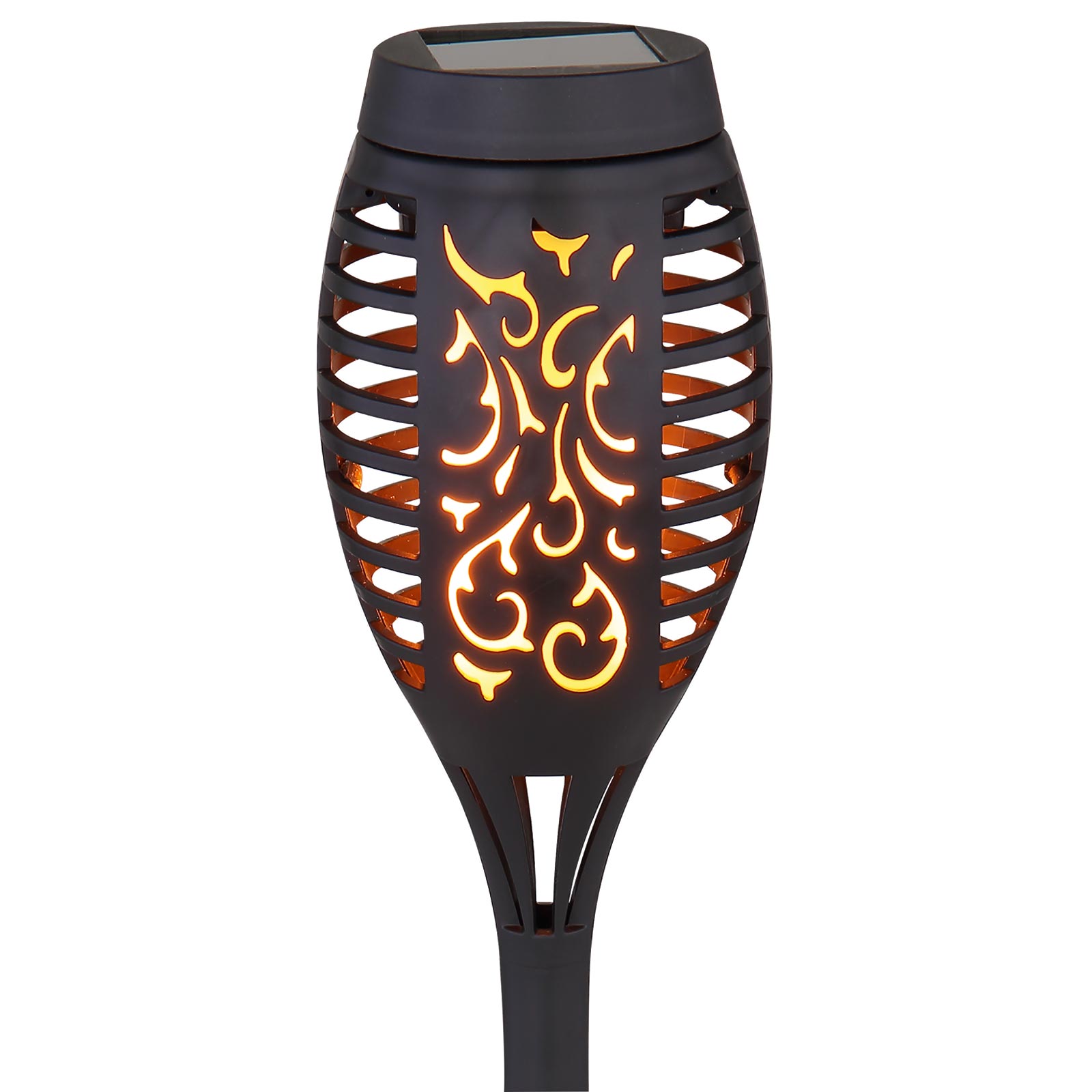 Solar-LED-Erdspieß - schwarz - Flammeneffekt - 49 cm