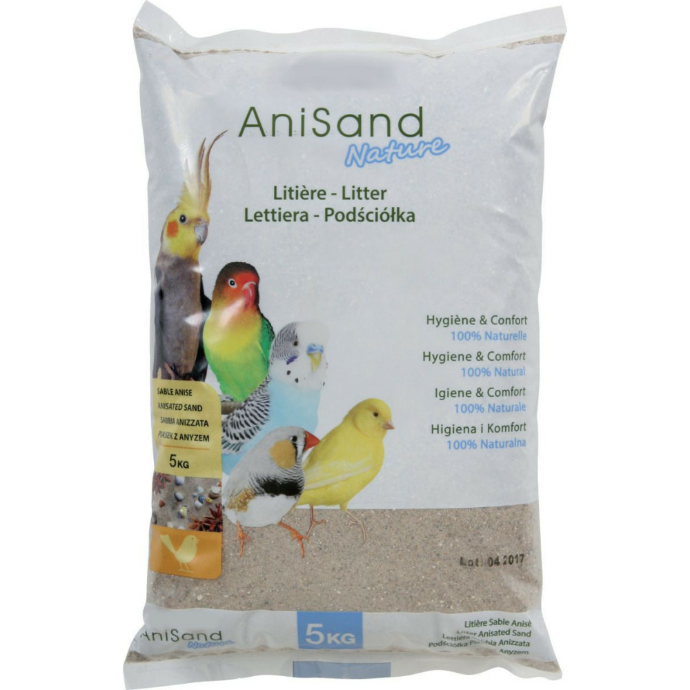 Sable anisand nature litière 5 kg pour oiseaux