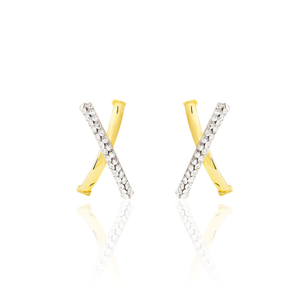 Créoles Bleona Croisees Or Jaune Strass