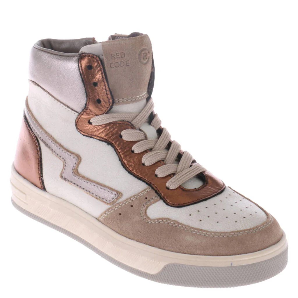 Red Code leren sneakers taupe combi
