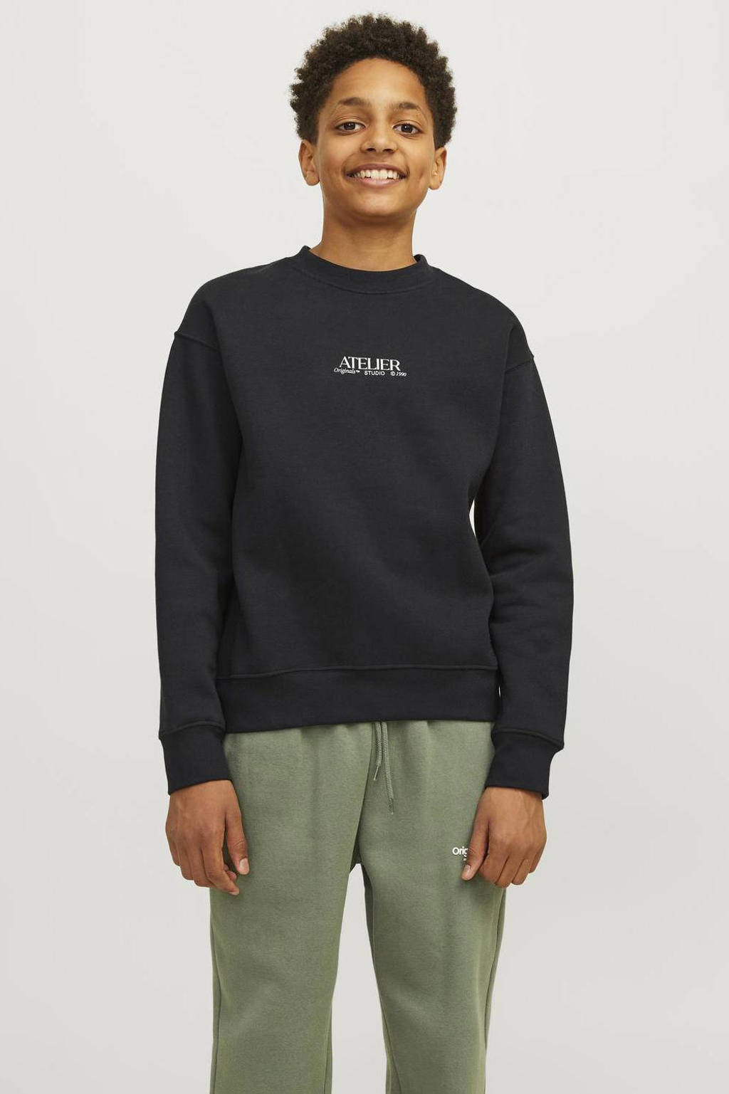 JACK & JONES sweater JORBROOKLYN met backprint zwart