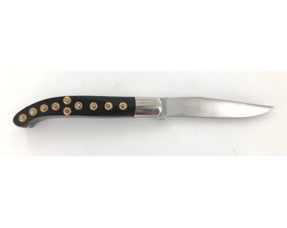 Couteau Basque Yatagan 12 cm - Ebène - Guilloché - rosettes apparentes Couteau de Poche PassionFrance