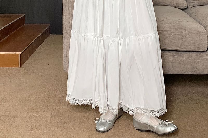 ZENME - Maxi A-lijn rok met hoge taille en effen kant