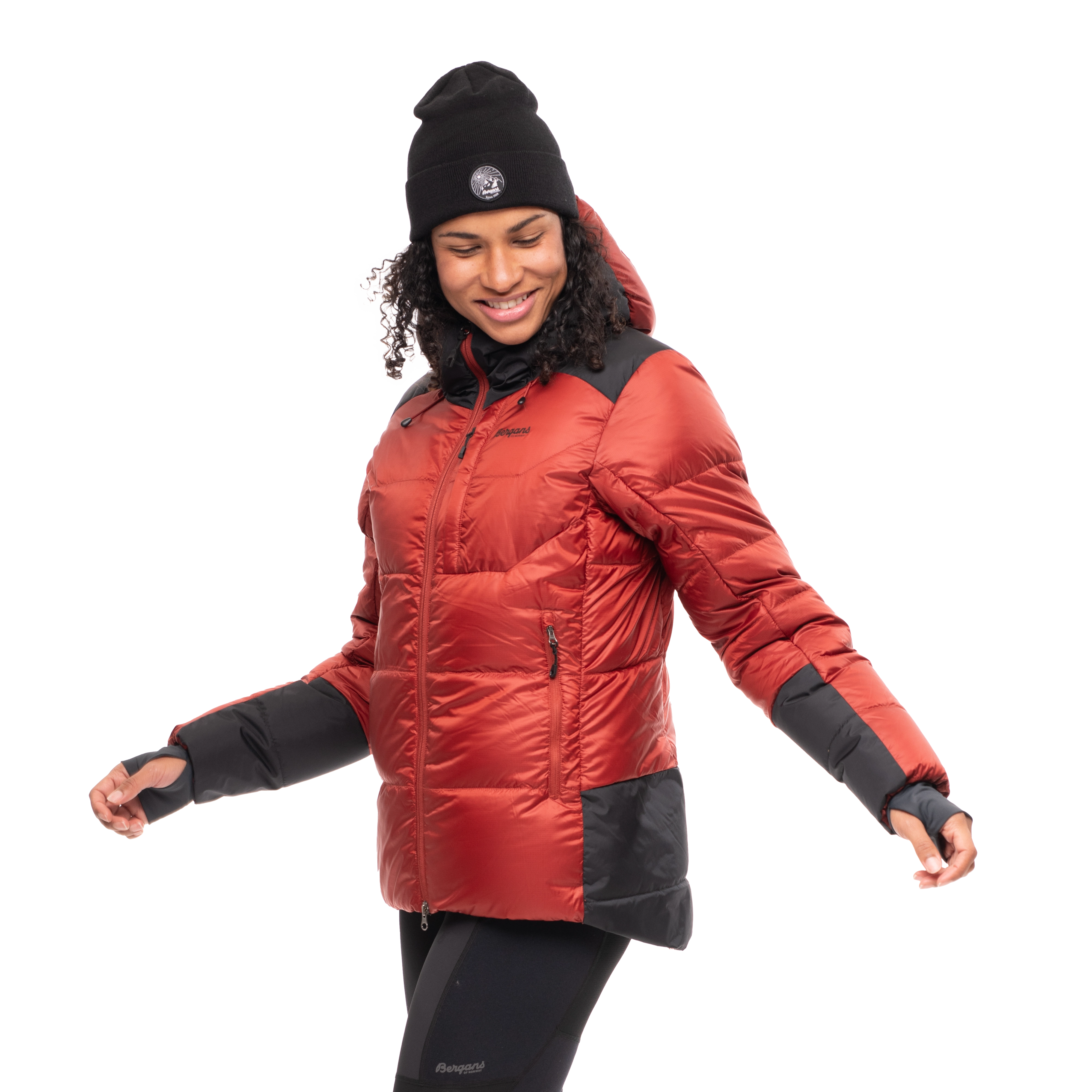 Magma Warm Down Jacket w/Hood Women Chianti Red / Black