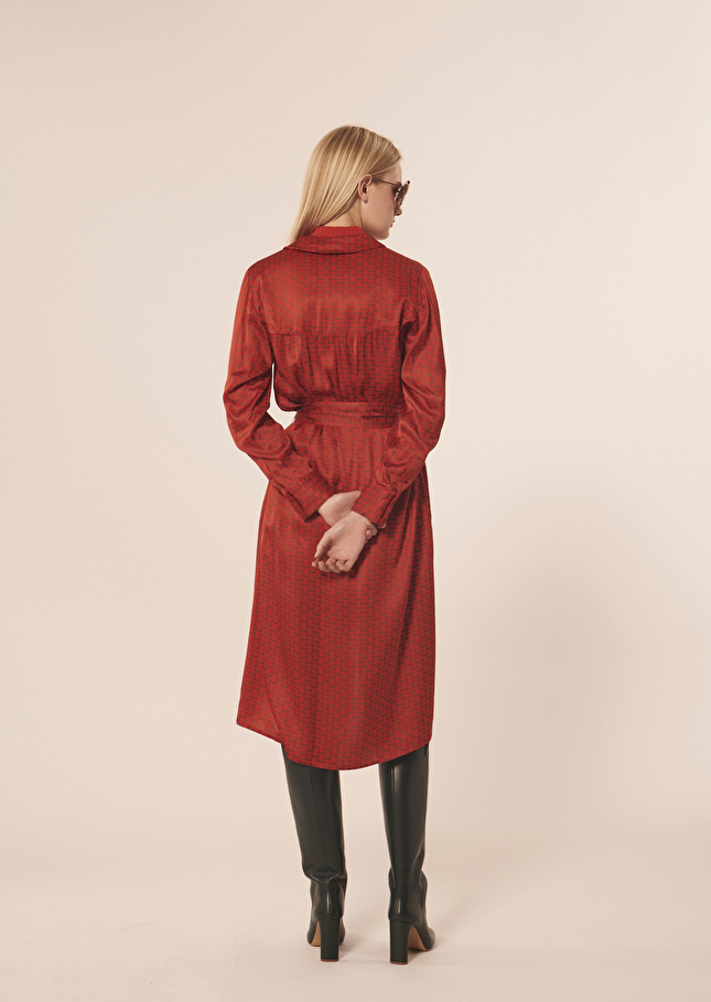 Robe Rachelerouge imprimée monogramme