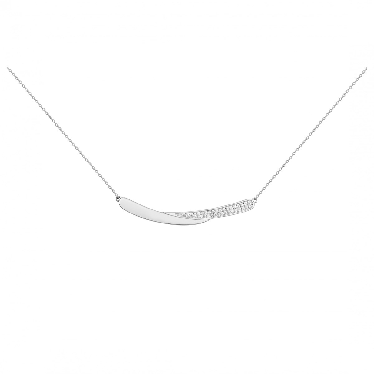 Collier mono-motif en Argent avec oxyde de zirconium blanc