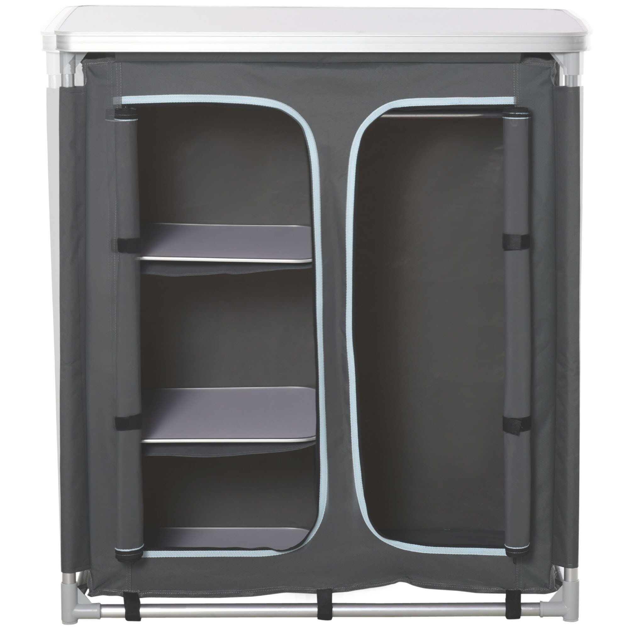 Outsunny 2in1Campingtisch mit Arbeitsplatte und Fächern grau 96 x 49,5 x 104 cm (LxBxH)