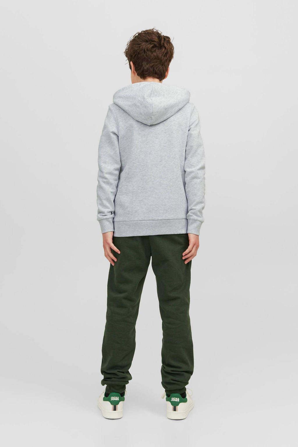 JACK & JONES hoodie JJEJOSH met logo lichtgrijs melange
