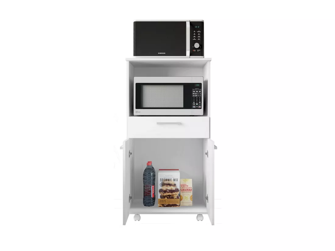Armoire, placard de rangement avec 2 portes et 1 tiroir coloris blanc