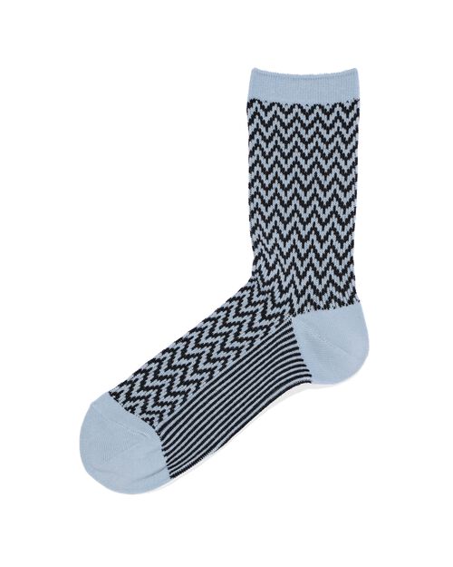 chaussettes avec zigzag en coton - 5 paires bleu clair