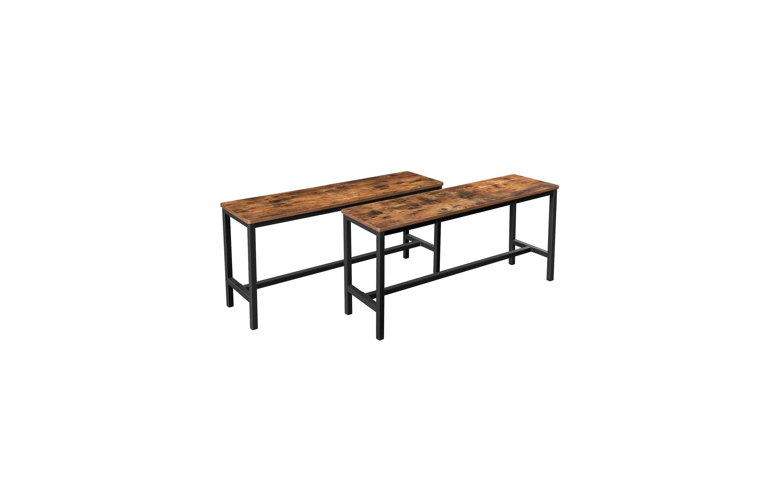 Sitzbank 108 x 50 cm, Vintagebraun-Schwarz, 2er Set<br>Sitzbänke im Industrielook