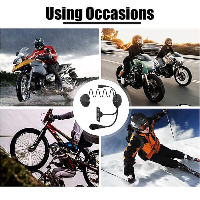 Motorcykelhjelm Headset Bluetooth 5.2 Sort