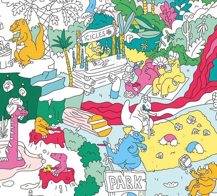 Poster géant Dinos à colorier Omy
