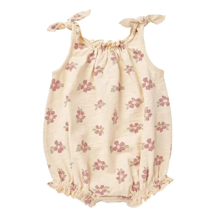 Rylee + Cru Barboteuse à Bretelles Fleurie | Beige