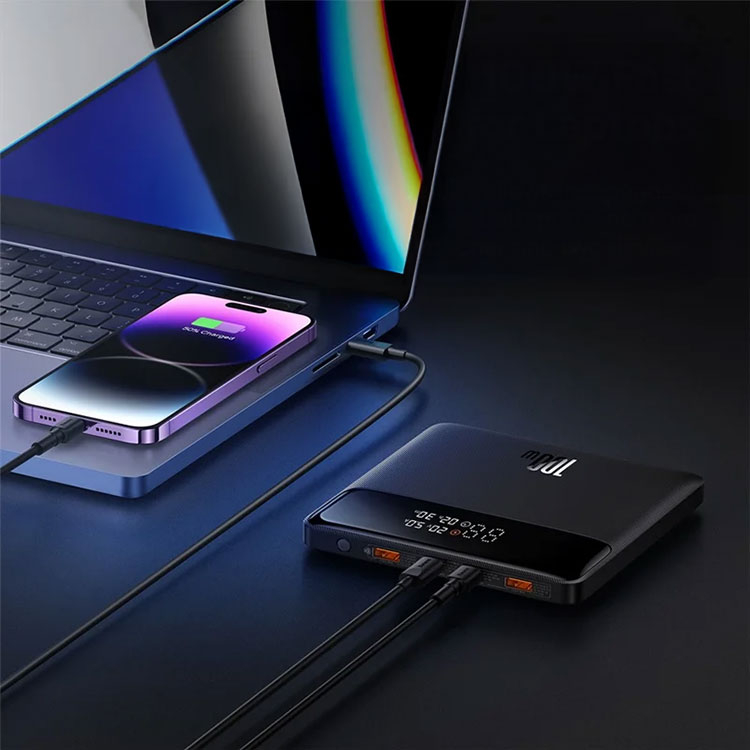 (100W) Blade HD 20000mAh Powerbank 2x USB C / 2x USB A Ladegerät mit LED Anzeige   USB C Ladekabel - Schwarz