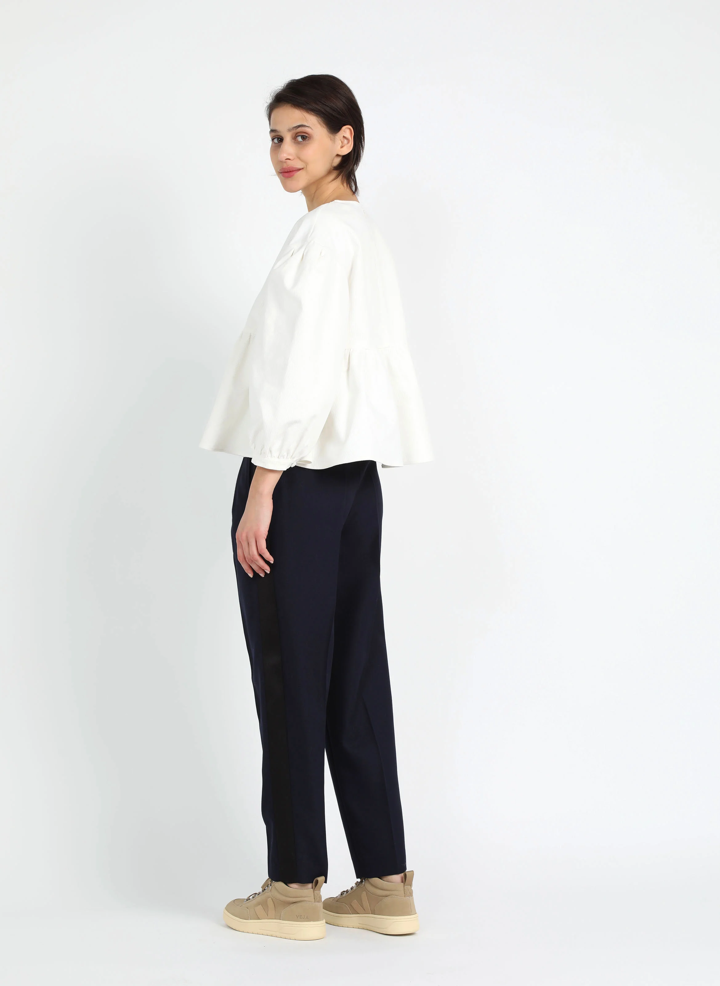 Pantalon à pinces coupe droite | Bleu
