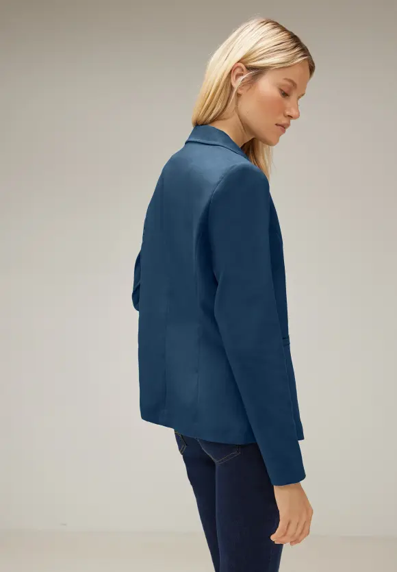 Twill Blazer in Unifarbe - atlantic blue
