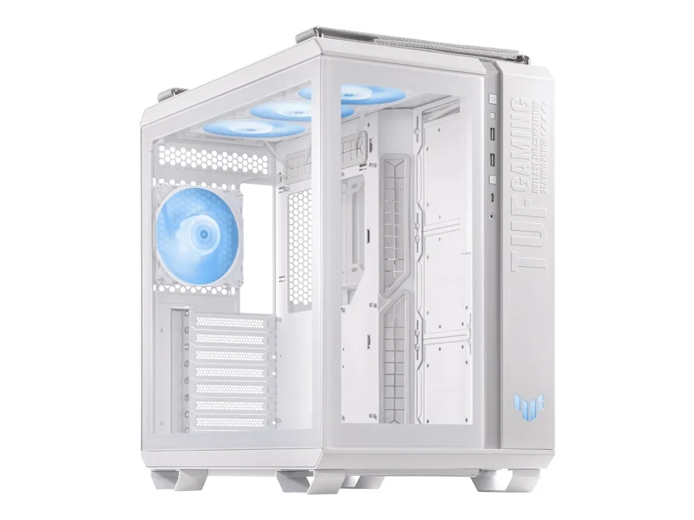 ASUS TUF Gaming GT502 Plus - Mid tower - ATX - sidepanel med vindue (hærdet glas) - ingen strømforsyning - hvid - USB/Lyd